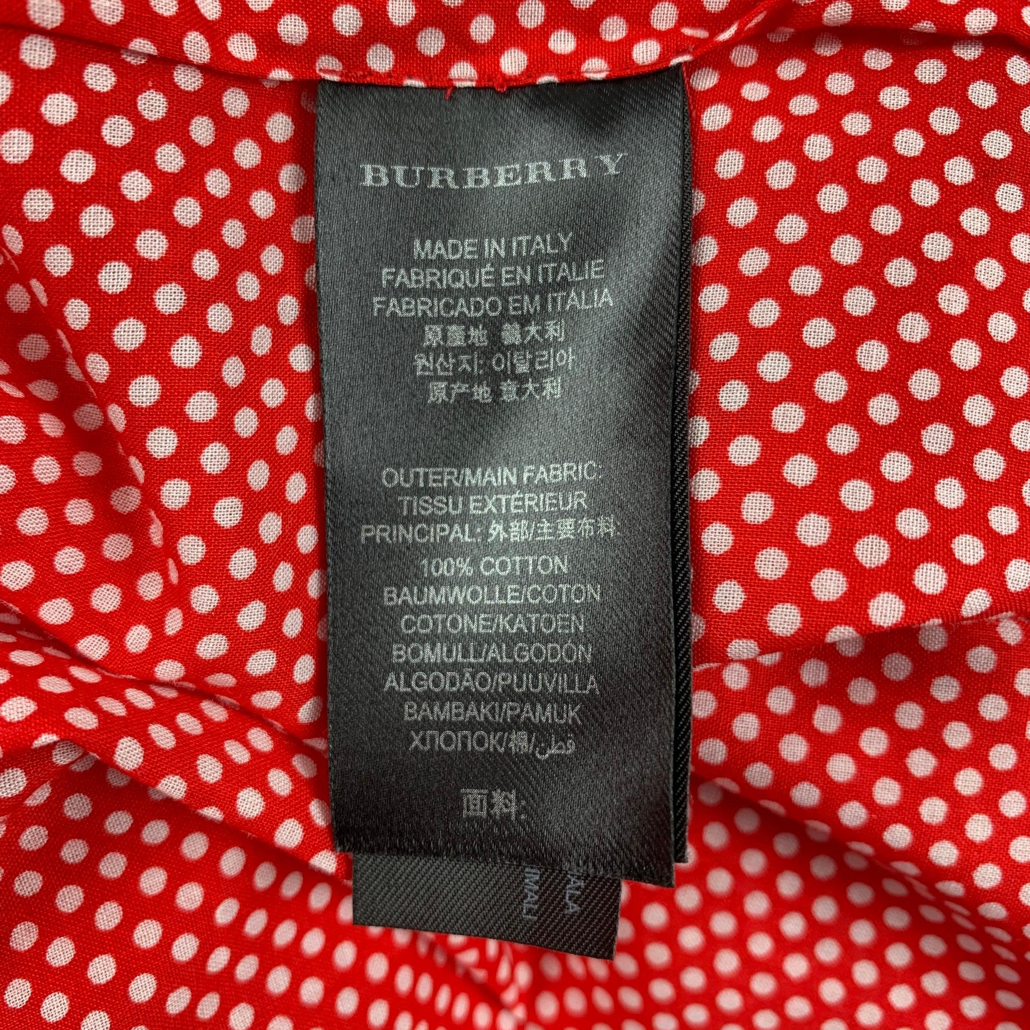 Men's BURBERRY PRORSUM Size XS Red & White Dots Cotton Button Up Long Sleeve Shirt For Sale
