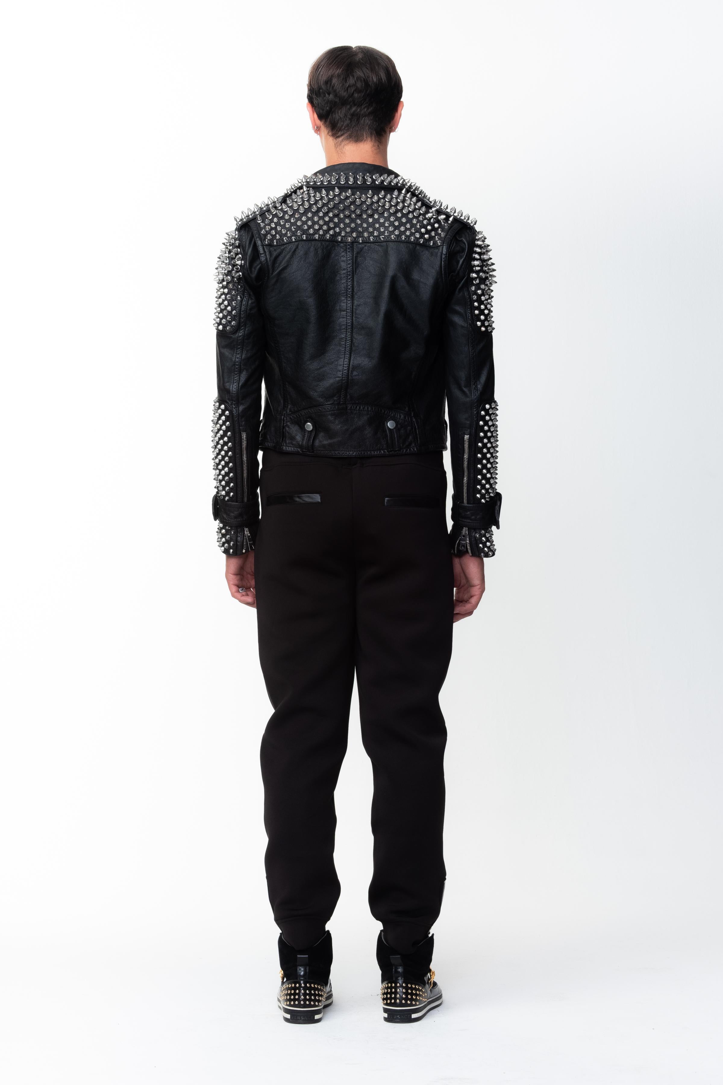 Cazadora biker de piel con tachuelas Burberry Prorsum Negro