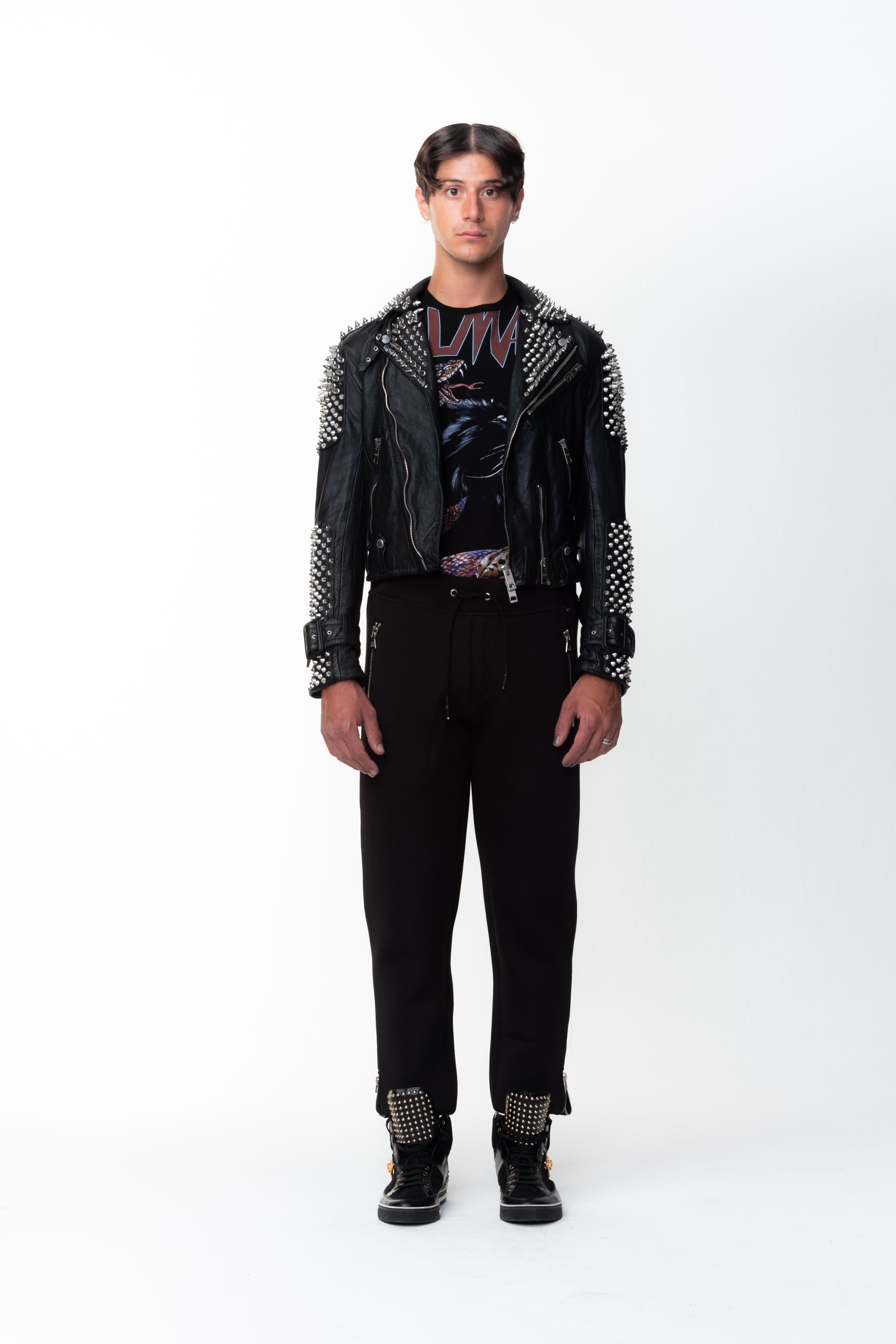 Burberry prorsum spike studded leather biker jacket. From 2011 Runway collection features stud detailing and a high quality calf leather frame. This is a super cool piece that was from Christopher Bailey's most talked about collection for Burberry.