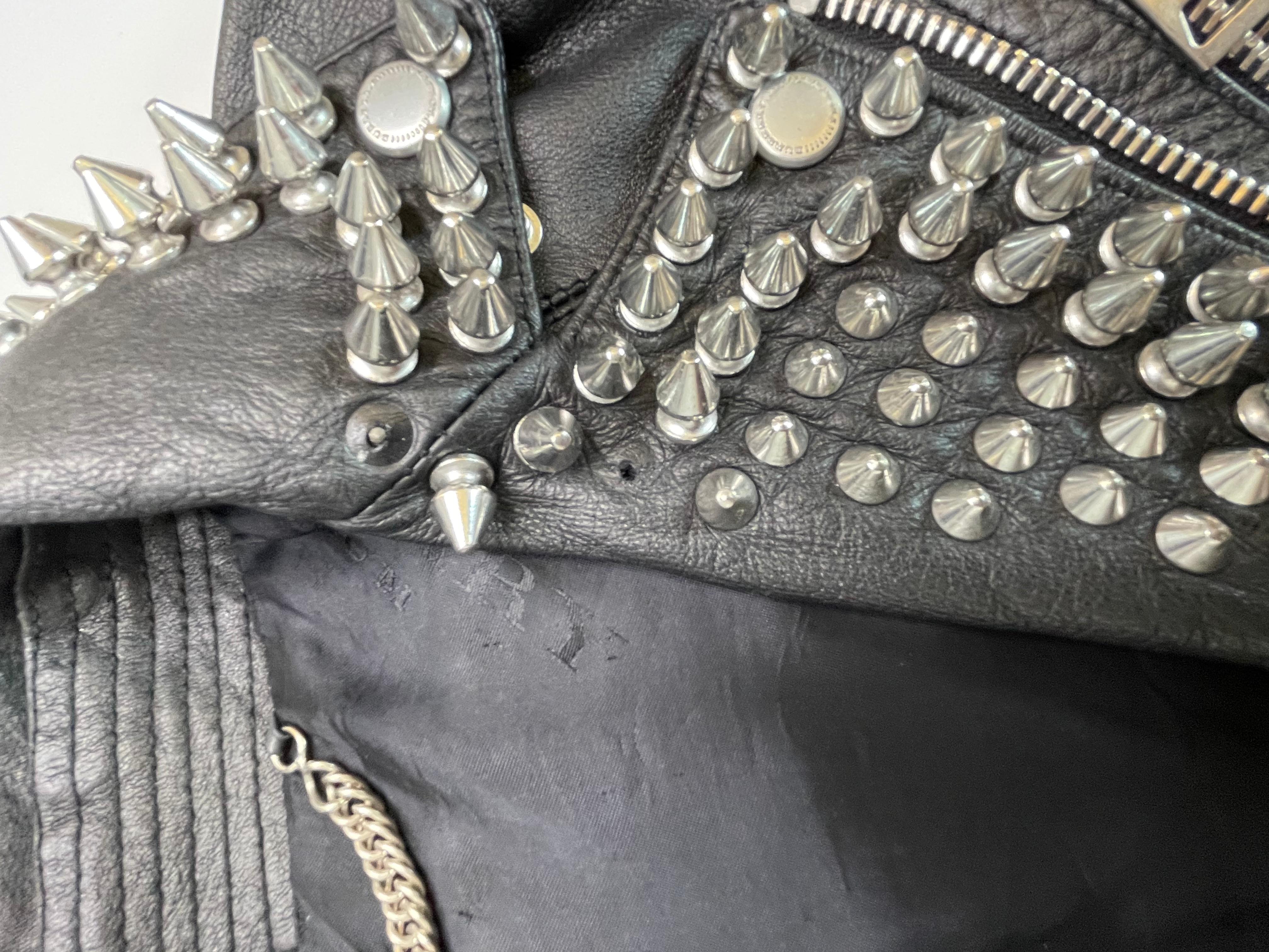 Burberry Prorsum Spike Studded Leather Biker Jacket  4