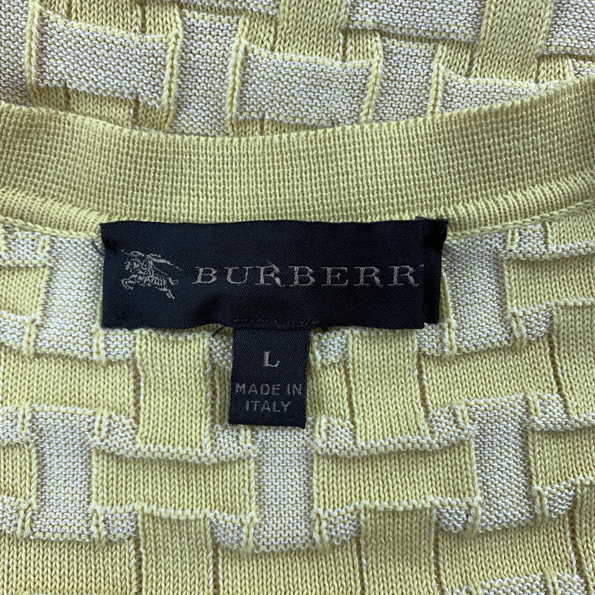 BURBERRY PRORSUM Spring 2006 Size L Yellow Knitted Silk / Cotton V-Neck Pullover 1