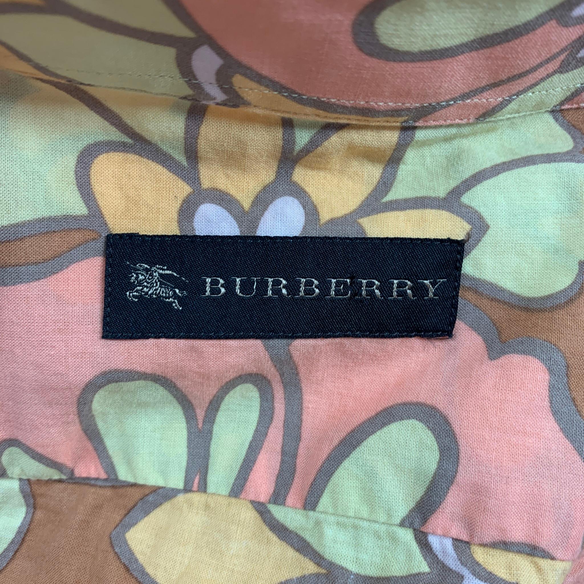 BURBERRY PRORSUM Spring 2006 Size M Brown & Orange Floral Cotton Shirt 3