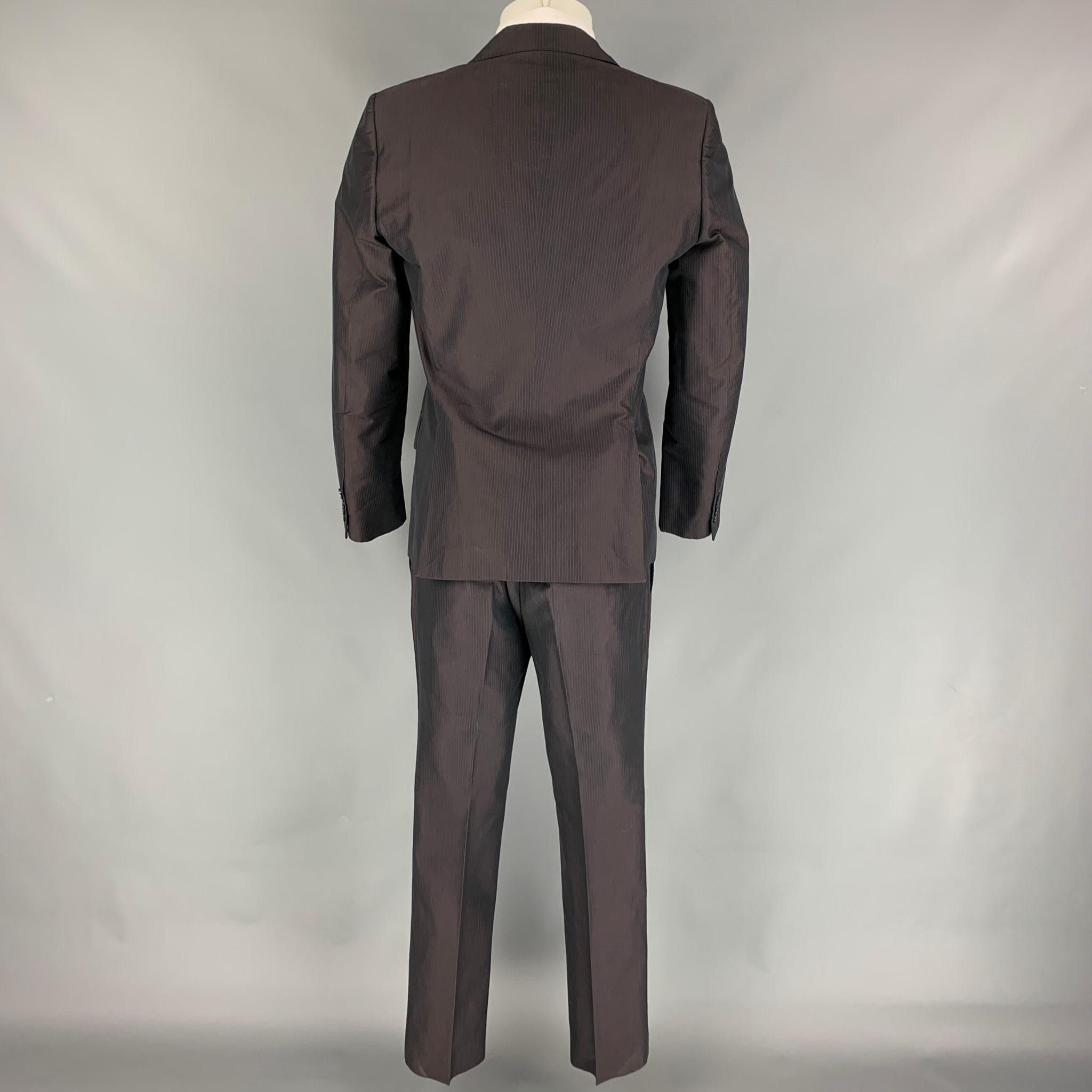 Black BURBERRY PRORSUM Spring 2008 Size 38 Regular Plum Stripe Cotton / Silk Suit