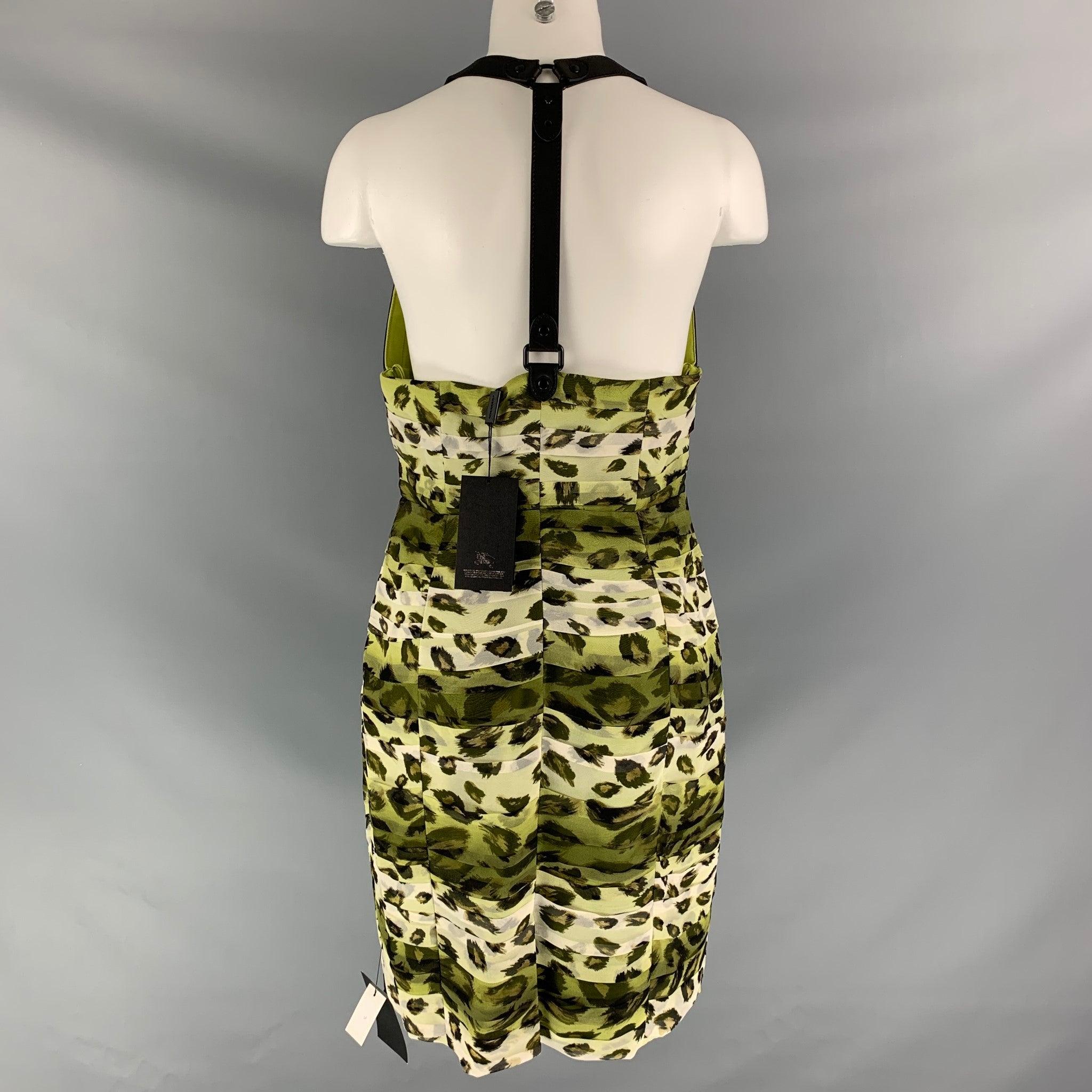 Women's BURBERRY PRORSUM Spring 2011 Size 10 Silk Camouflage Leather Knee-Length Dress For Sale