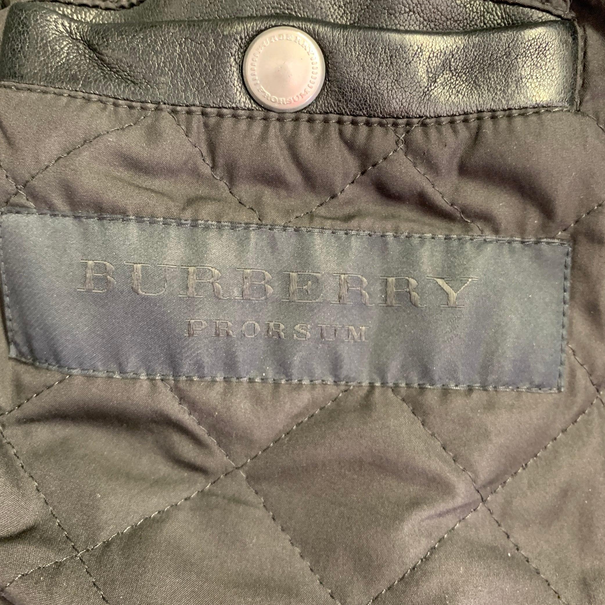 BURBERRY PRORSUM Spring 2011 Size 38 Black Distressed Leather Biker Vest For Sale 2