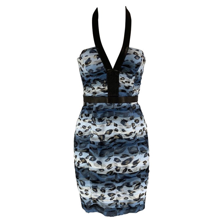 BURBERRY PRORSUM Spring 2011 Size 6 Silk Camouflage Leather Knee-Length  Dress For Sale at 1stDibs