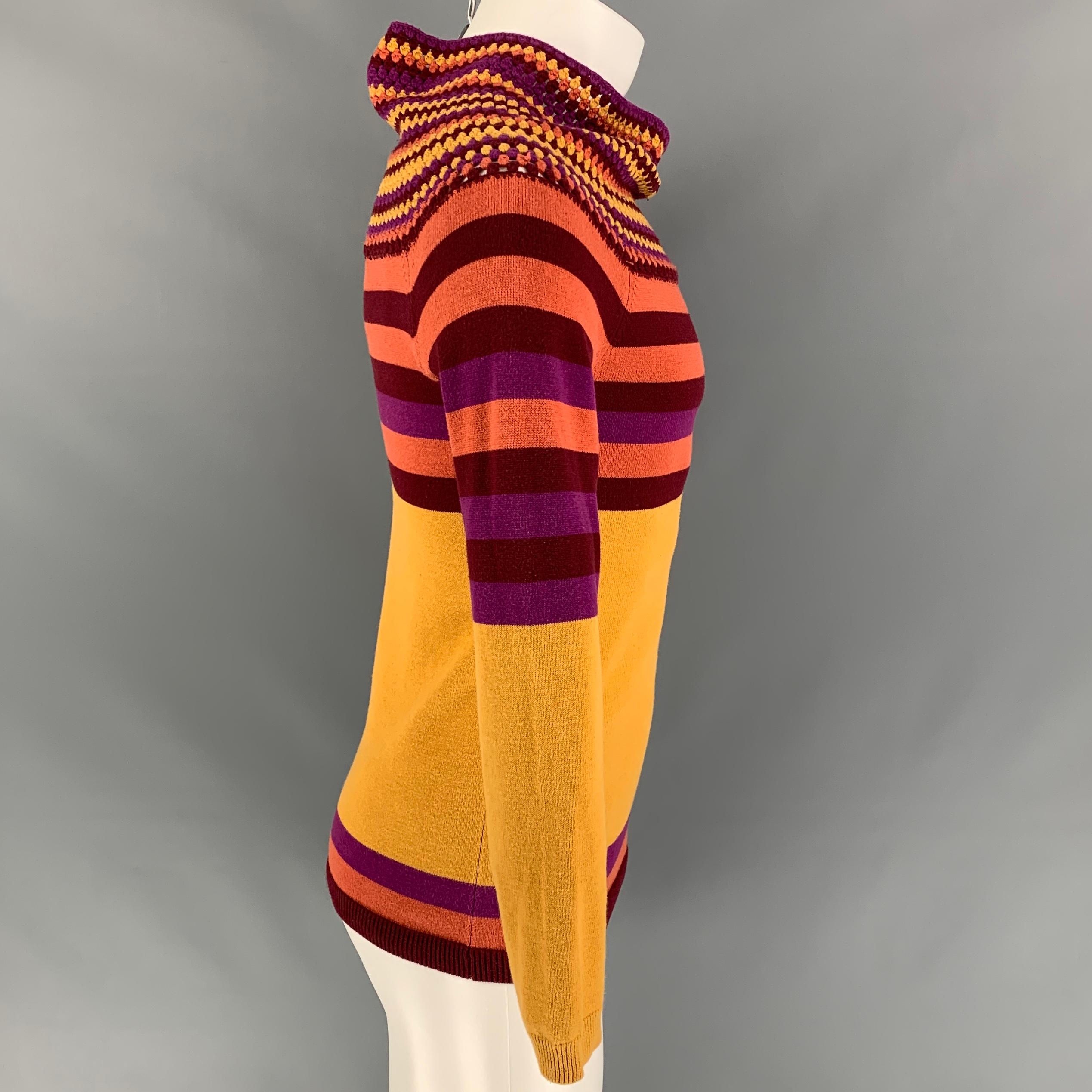 BURBERRY PRORSUM Spring 2012 Size S Multi-Color Orange Stripe Wool / Acrylic Swe 1