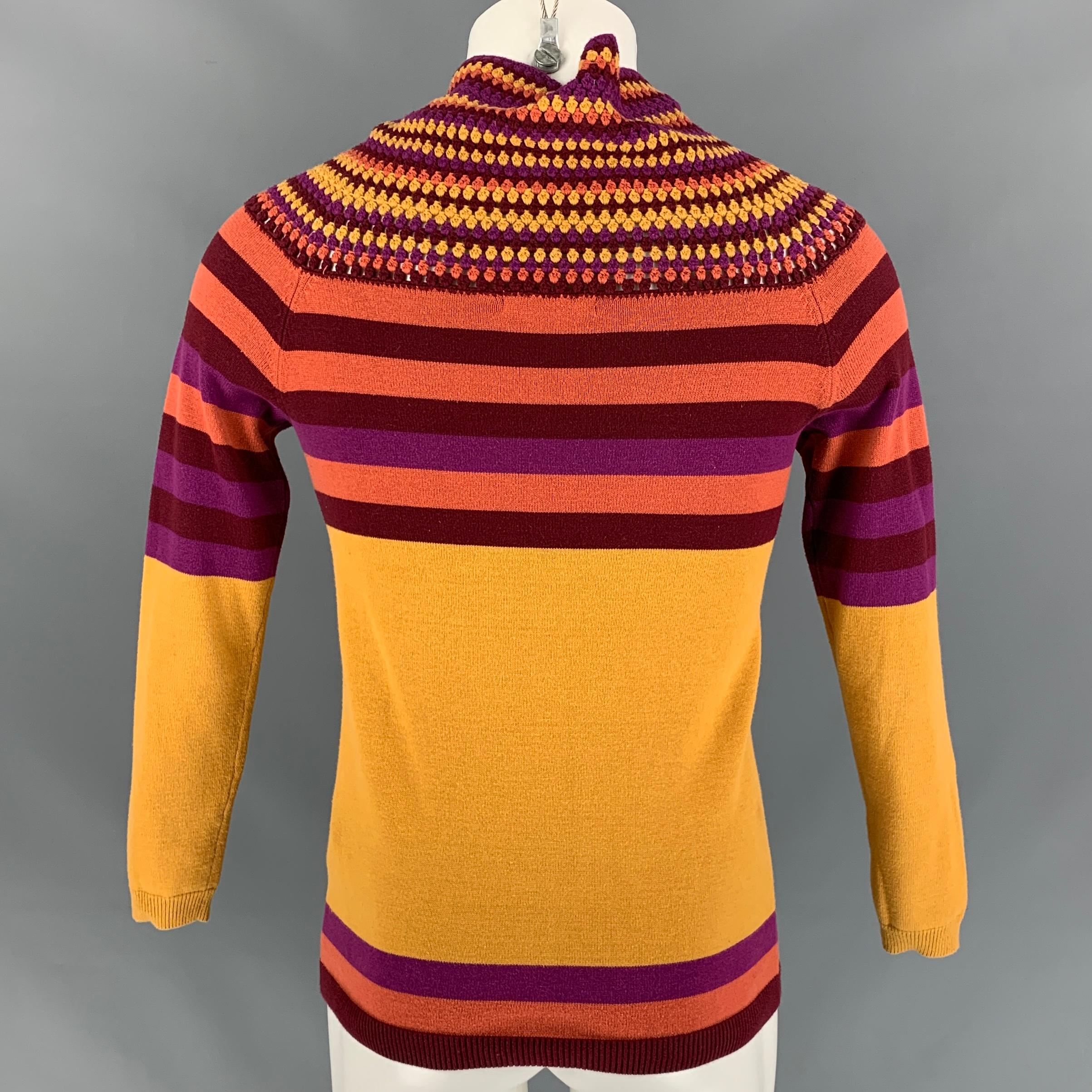 BURBERRY PRORSUM Spring 2012 Size S Multi-Color Orange Stripe Wool / Acrylic Swe 2