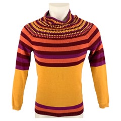 BURBERRY PRORSUM Spring 2012 Size S Multi-Color Orange Stripe Wool / Acrylic Swe
