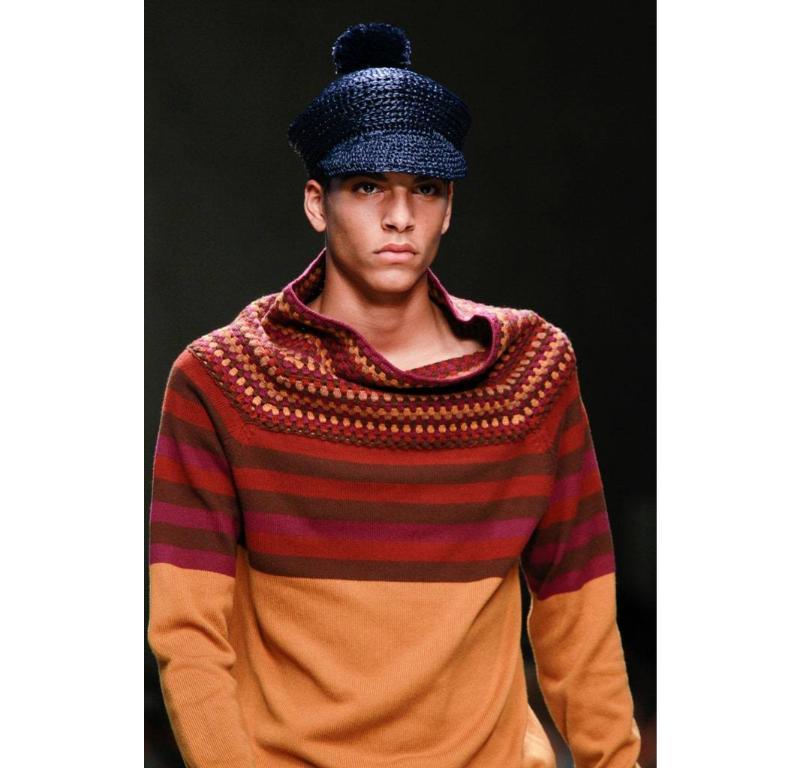 BURBERRY PRORSUM Spring 2012 Size S Multi-Color Stripe Wool/Acrylic Sweater In Good Condition For Sale In San Francisco, CA