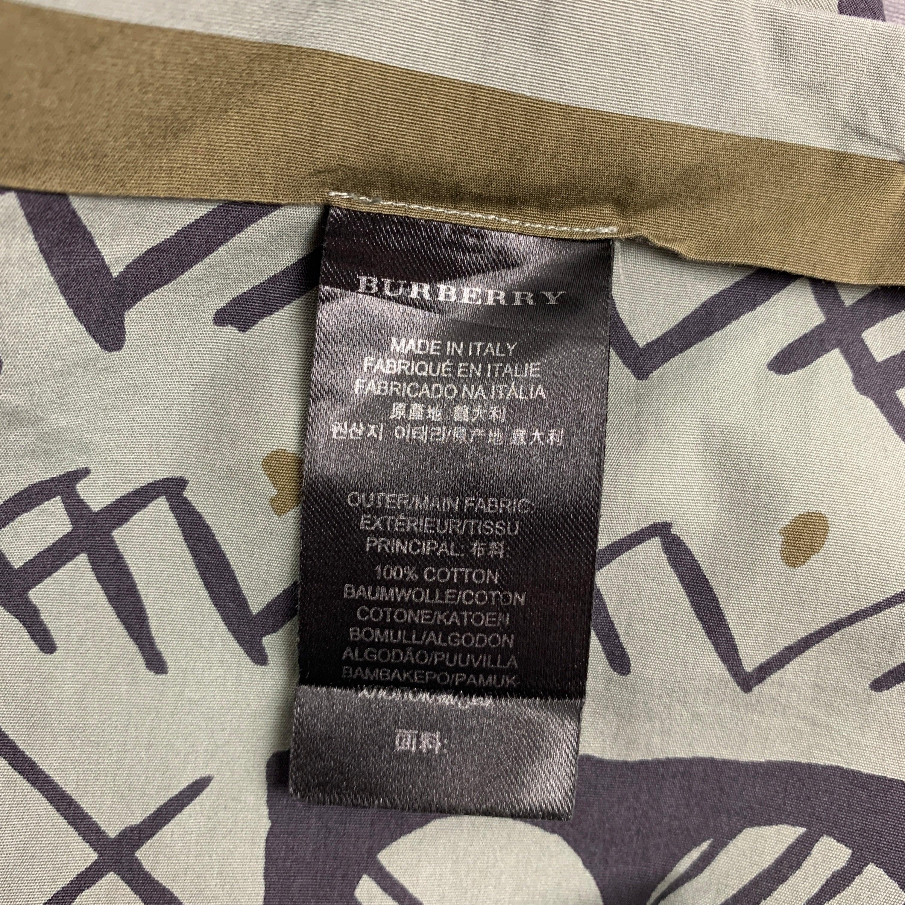 Burberry Prorsum Printemps 2013 Taille XL Chemise à manches longues en coton imprimé vert et noir en vente 2