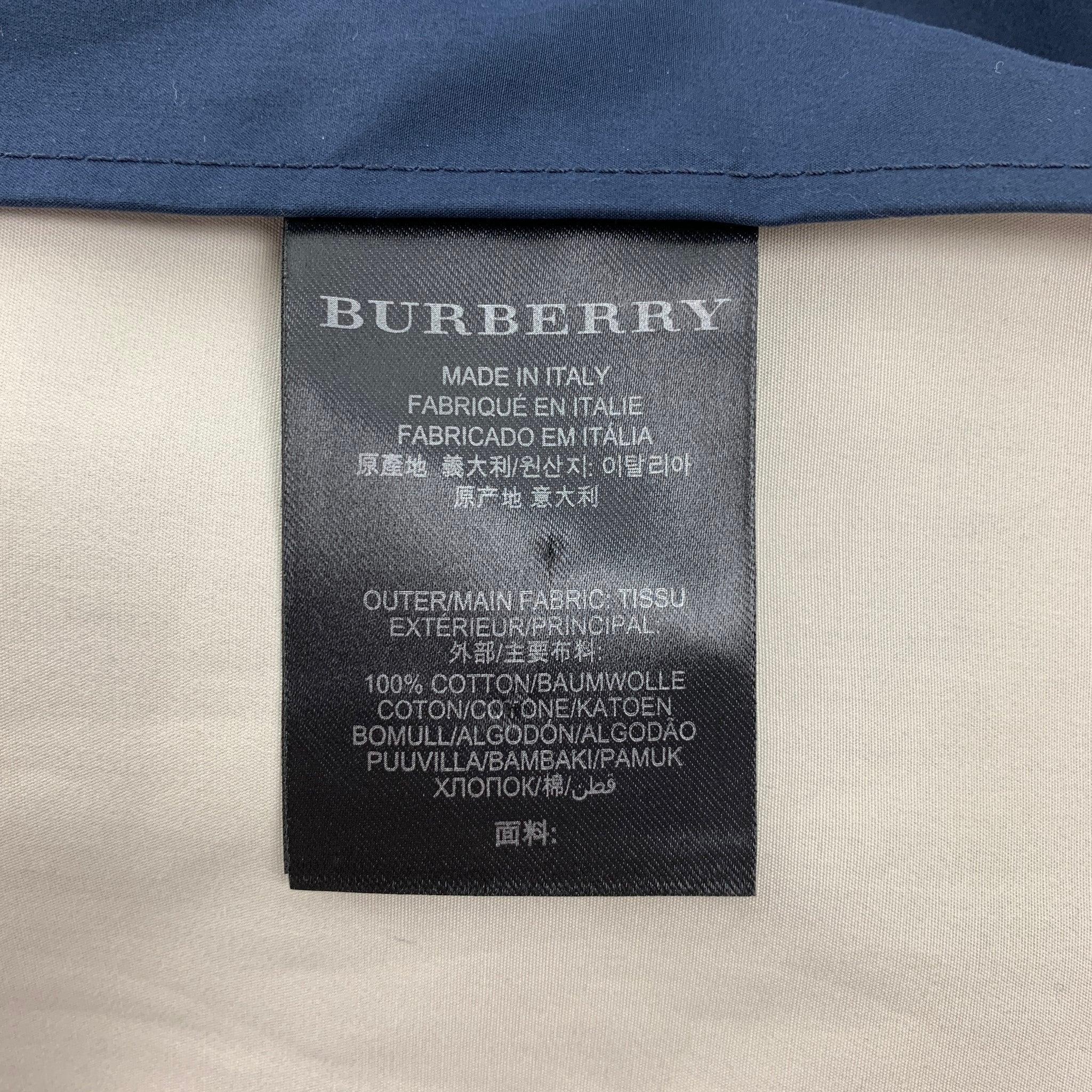 BURBERRY PRORSUM Spring 2014 Size 42 Navy Blue Coated Cotton Hooded Jacket 1