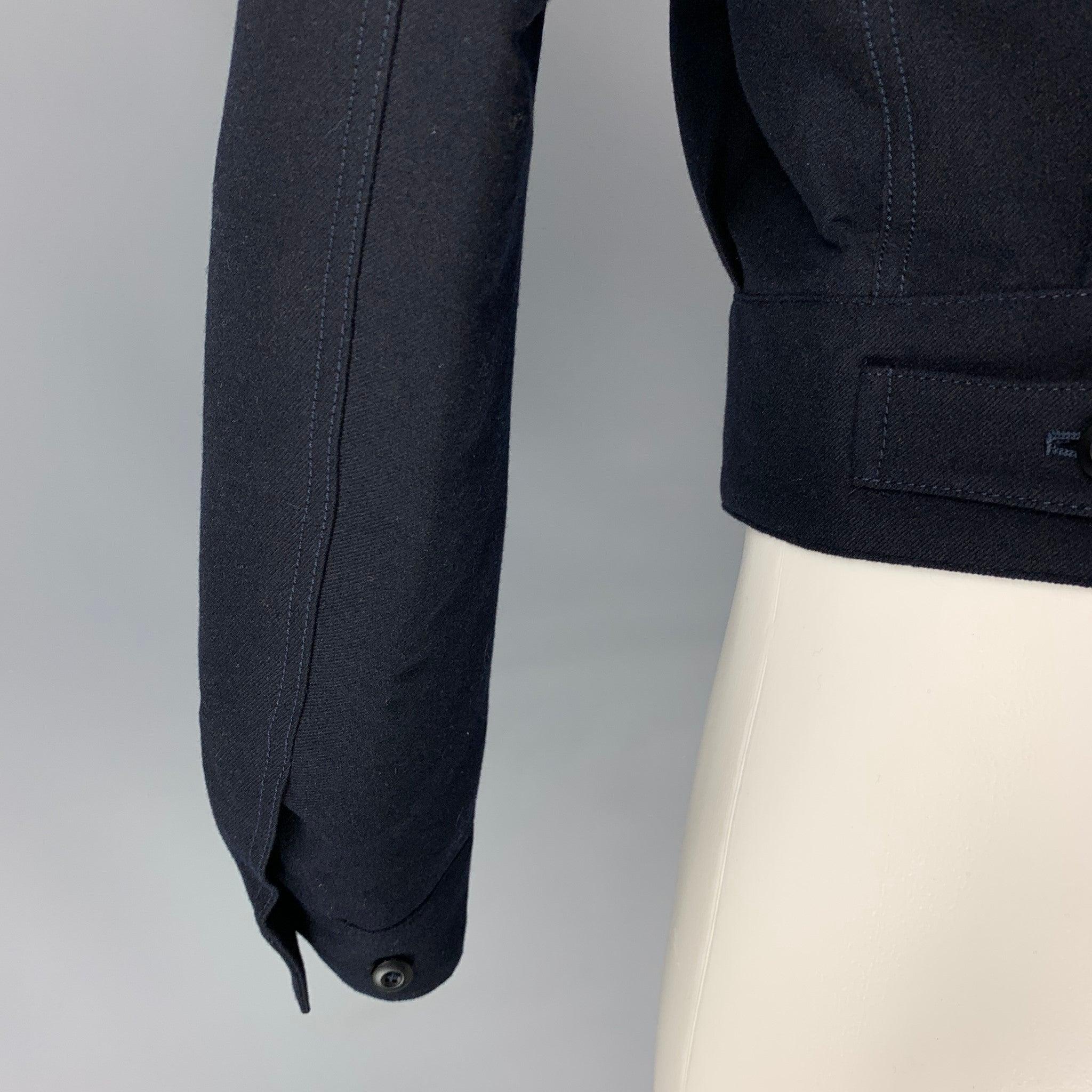 BURBERRY PRORSUM Spring 2015 Size 36 Navy Blue Solid Cashmere Blend Jacket 2