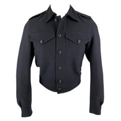 BURBERRY PRORSUM Spring 2015 Size 36 Navy Blue Solid Cashmere Blend Jacket