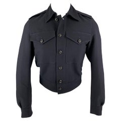 BURBERRY PRORSUM Spring 2015 Size 36 Navy Blue Solid Cashmere Blend Jacket