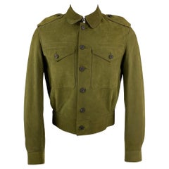 BURBERRY PRORSUM Spring 2015 Size 38 Green Suede Lightweight Jacket