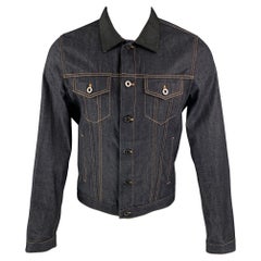 BURBERRY PRORSUM Spring 2015 Size 38 Indigo Blue Denim Silk Collar Jacket
