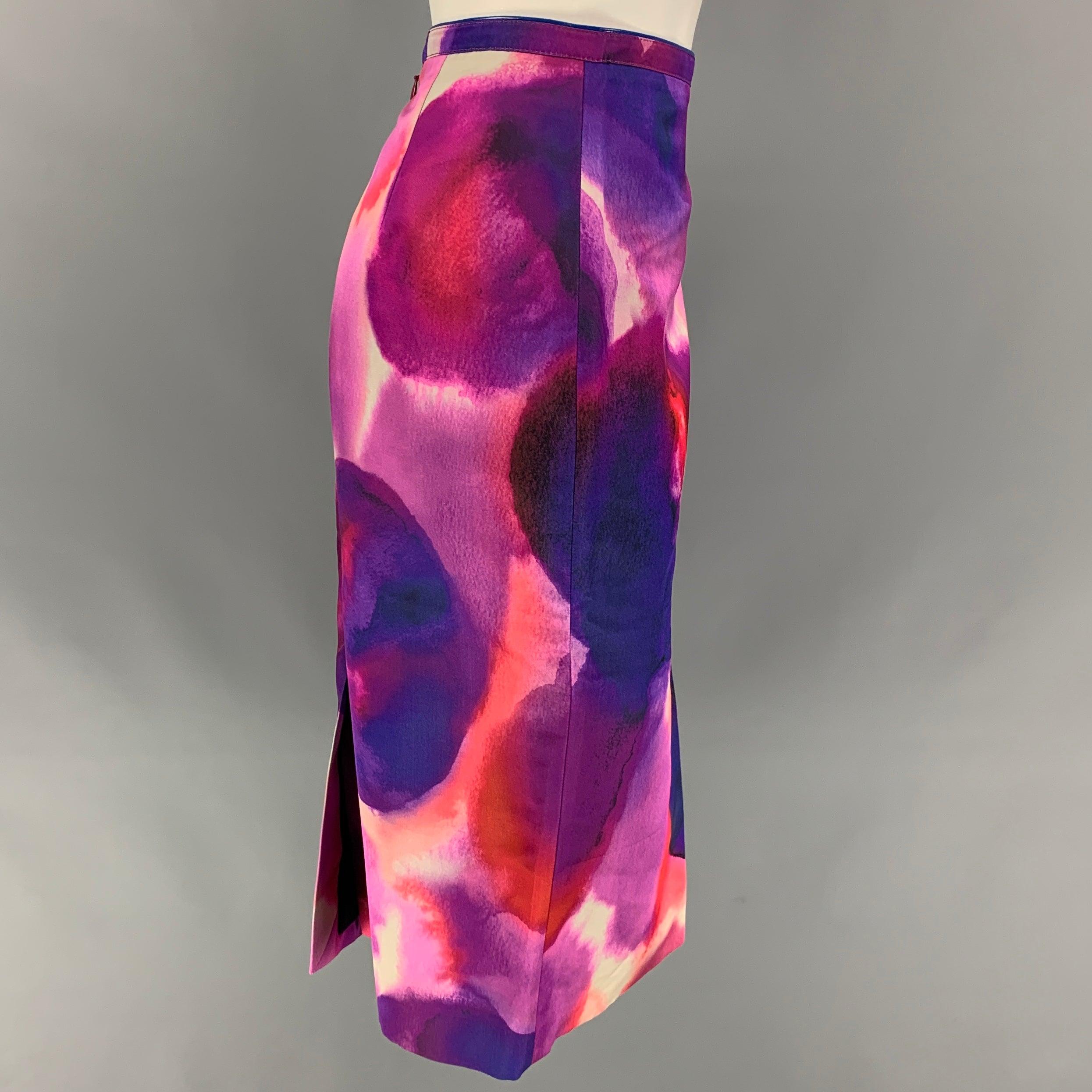 BURBERRY PRORSUM Spring 2015 Size 4 Multi-Color Silk / Cotton Abstract Skirt In Good Condition For Sale In San Francisco, CA
