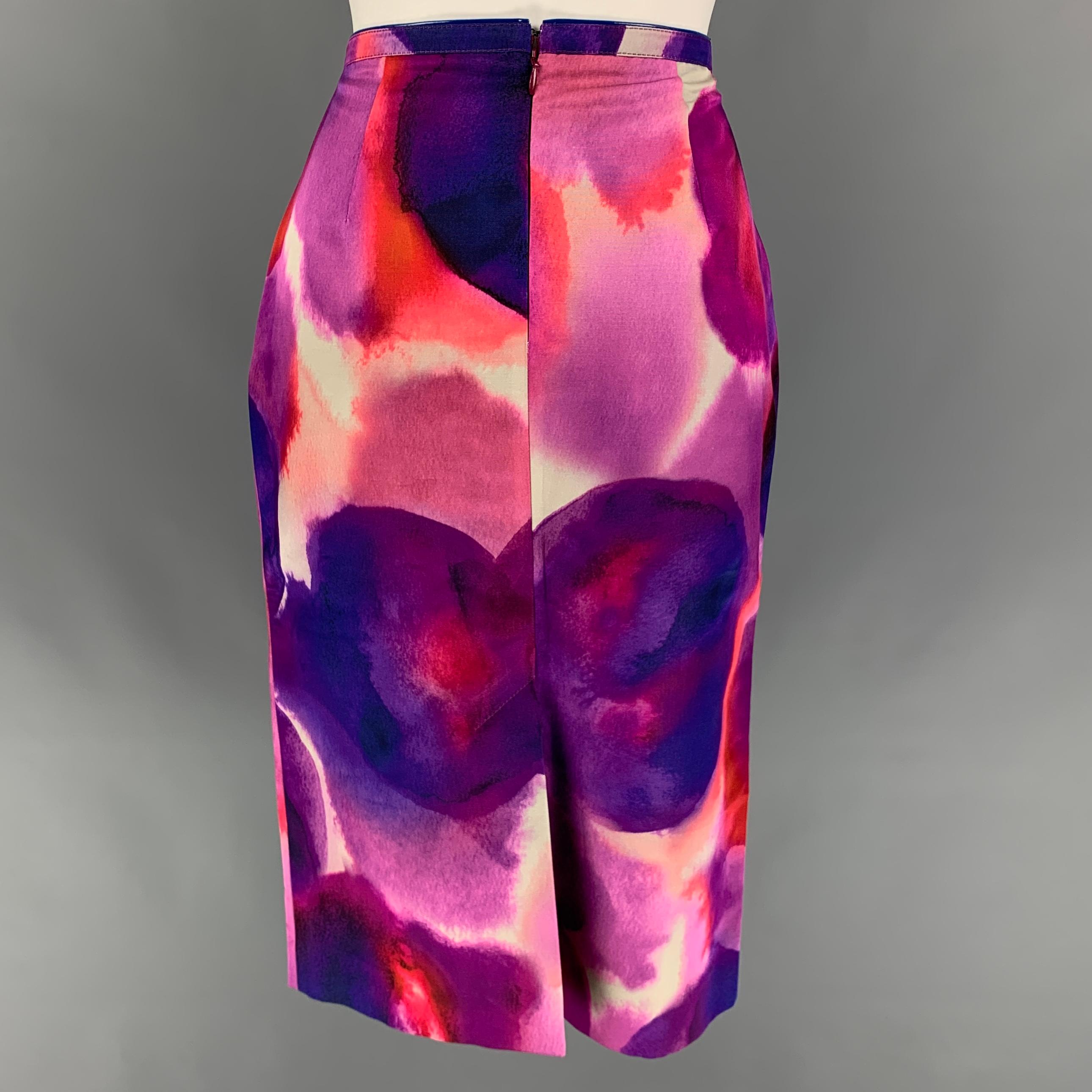 Purple BURBERRY PRORSUM Spring 2015 Size 4 Multi-Color Silk / Cotton Abstract Skirt