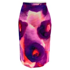 BURBERRY PRORSUM Spring 2015 Size 4 Multi-Color Silk / Cotton Abstract Skirt