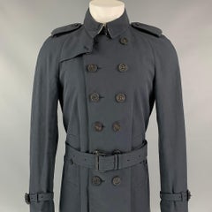 BURBERRY PRORSUM Spring 2015 Size 40 Navy Cotton / Silk Trench Coat