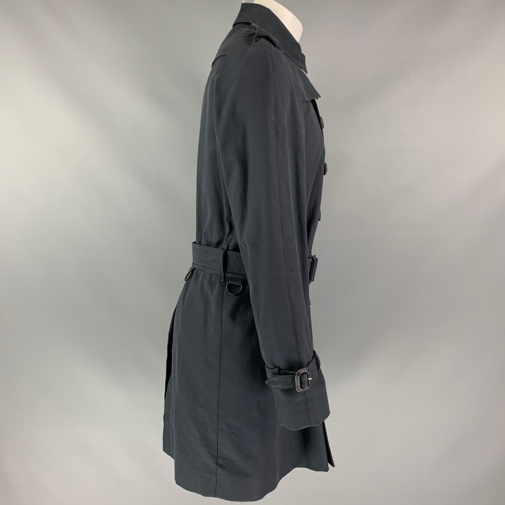 Black BURBERRY PRORSUM Spring 2015 Size 40 Navy Cotton / Silk Trench Coat