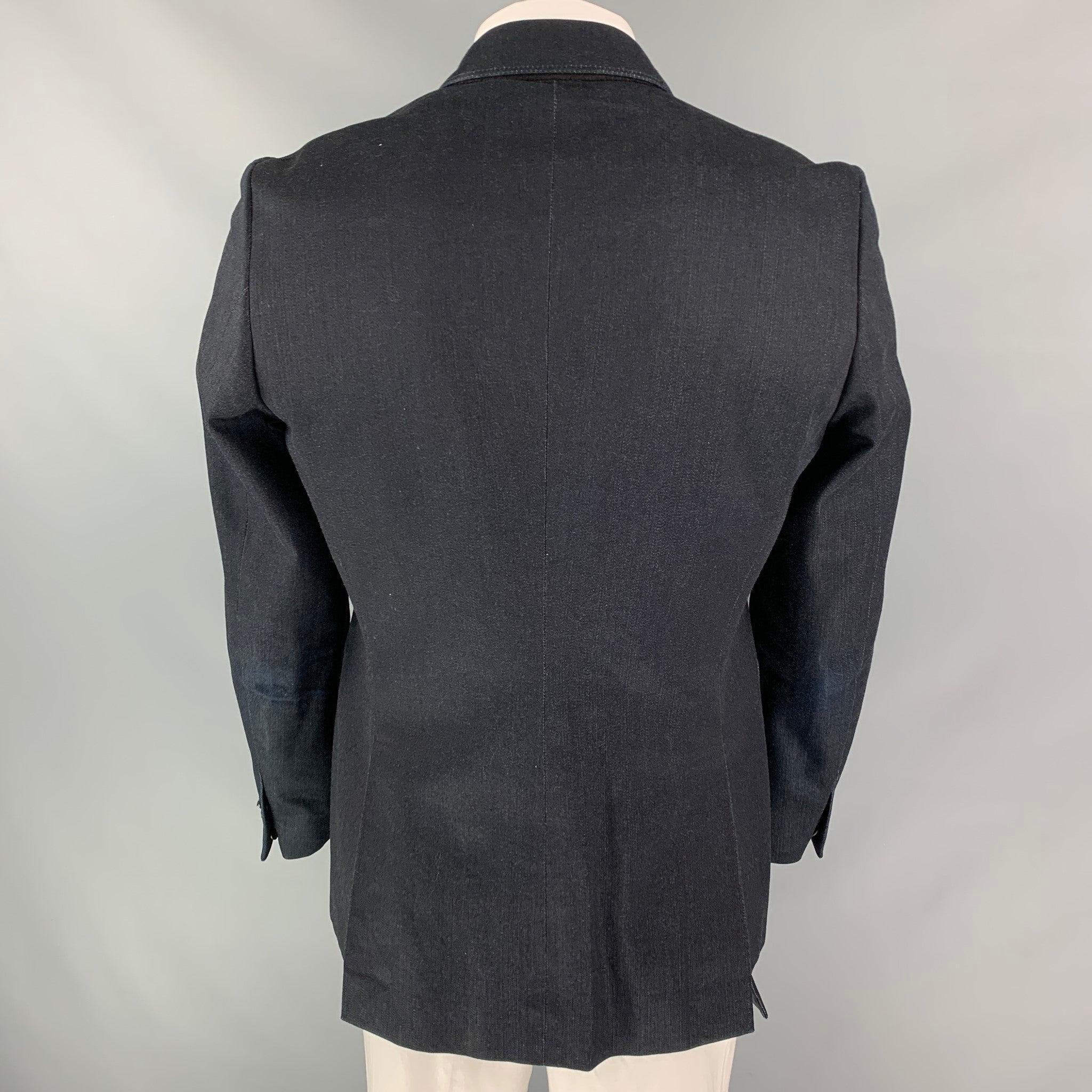 BURBERRY PRORSUM Spring 2015 Size 42 Indigo Blue Denim Notch Lapel Jacket For Sale 1