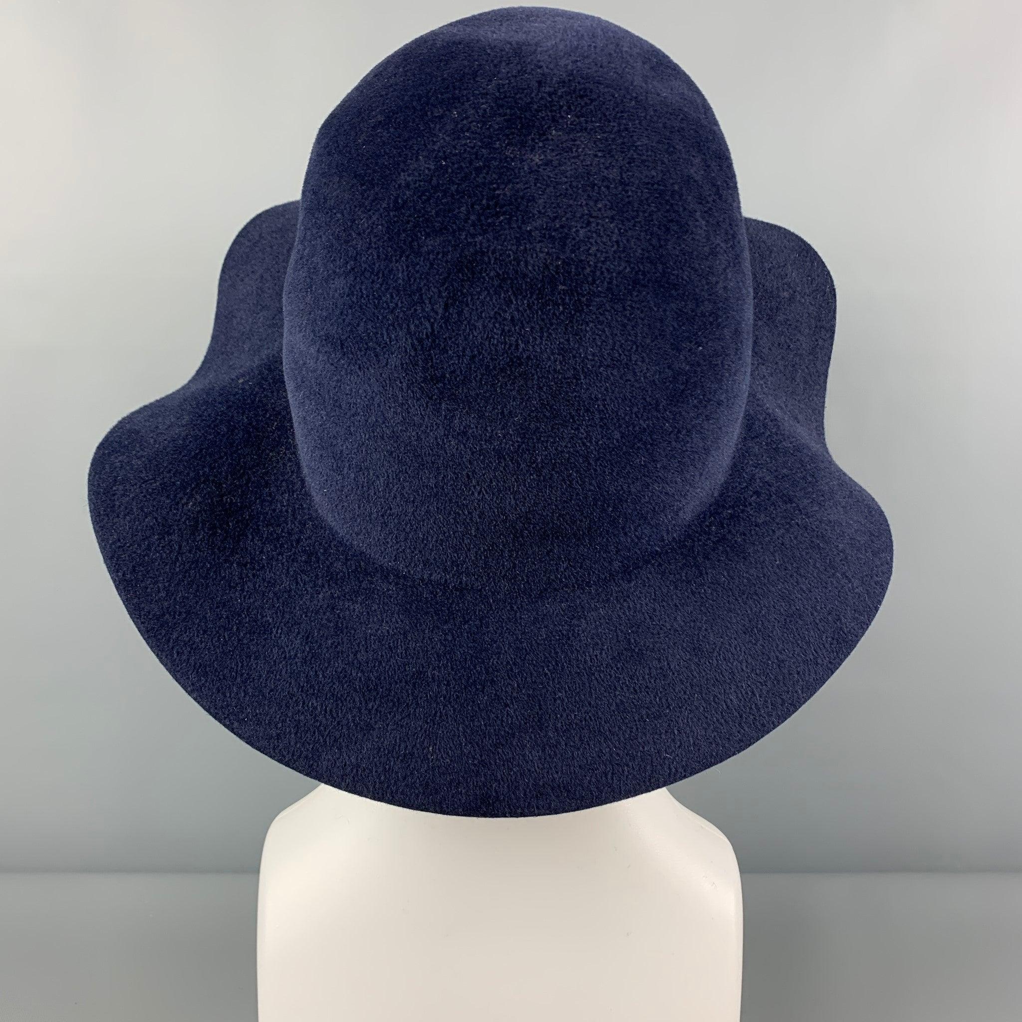 Men's BURBERRY PRORSUM Spring 2015 Size L Navy Blue Rabbit Felt Hats For Sale