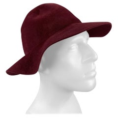 BURBERRY PRORSUM Spring 2015 Size M Burgundy Rabbit Hair Felt Fedora Hat