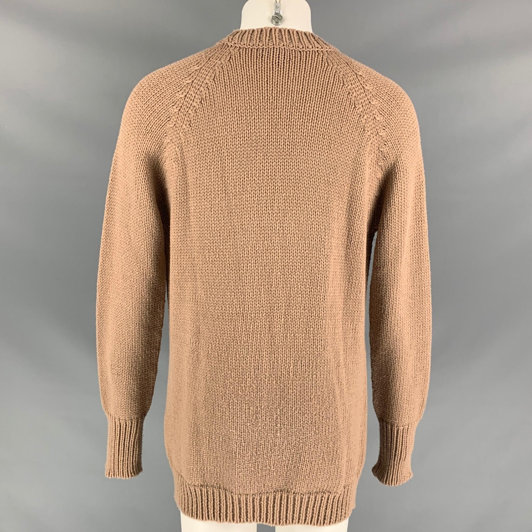 Men's BURBERRY PRORSUM Spring 2015 Size M Tan Cashmere Patch Pocket Cardigan Sweater For Sale