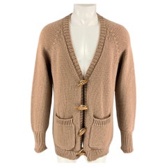 BURBERRY PRORSUM Spring 2015 Size M Tan Knitted Cashmere Blend Cardigan Sweater