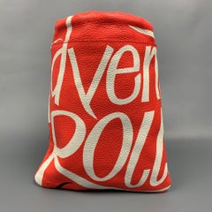 BURBERRY PRORSUM Spring 2015 Size S Coral & White Pebble Grain Leather Pouch Bag