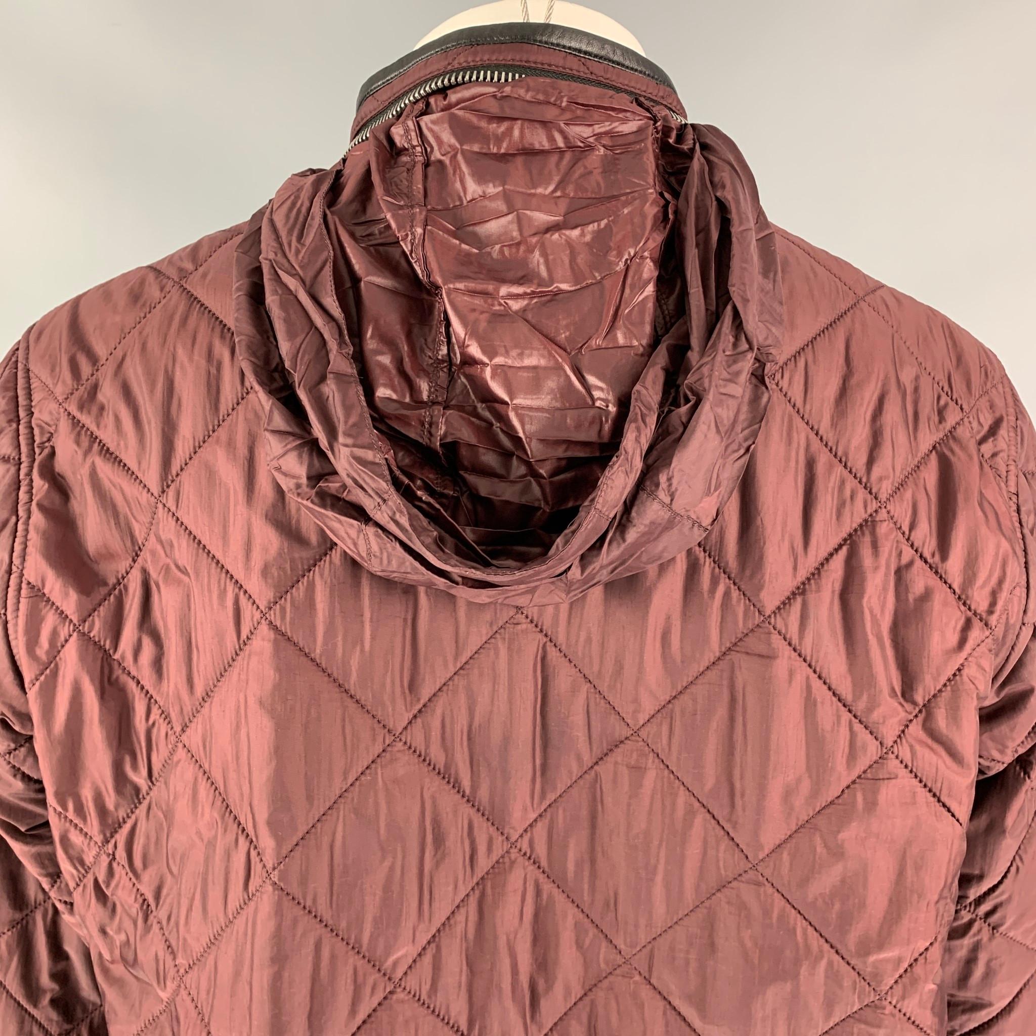 Brown BURBERRY PRORSUM Spring 2016 Size 42 Burgundy Quilted Polyamide Bomber Jacket