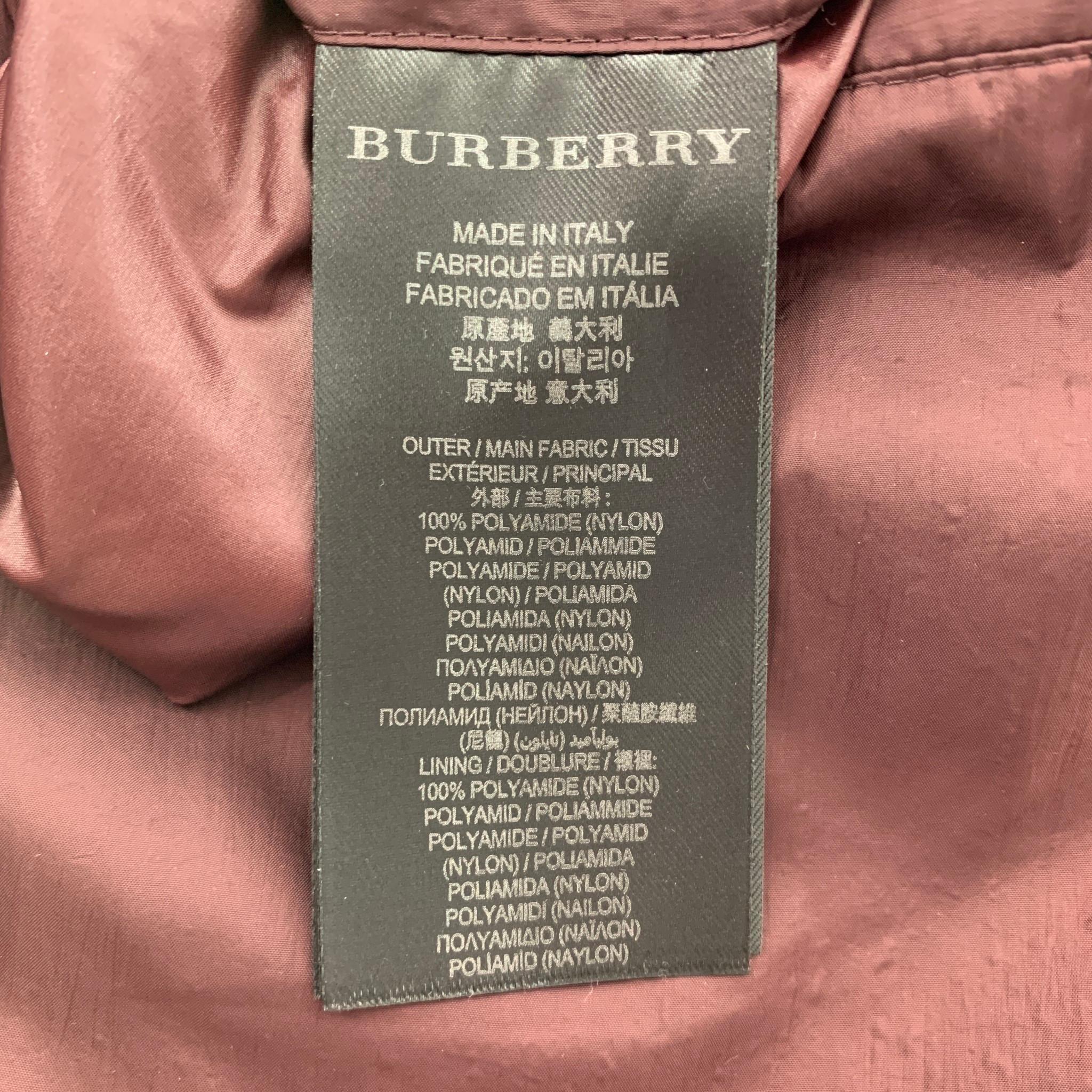 BURBERRY PRORSUM Spring 2016 Size 42 Burgundy Quilted Polyamide Bomber Jacket 1