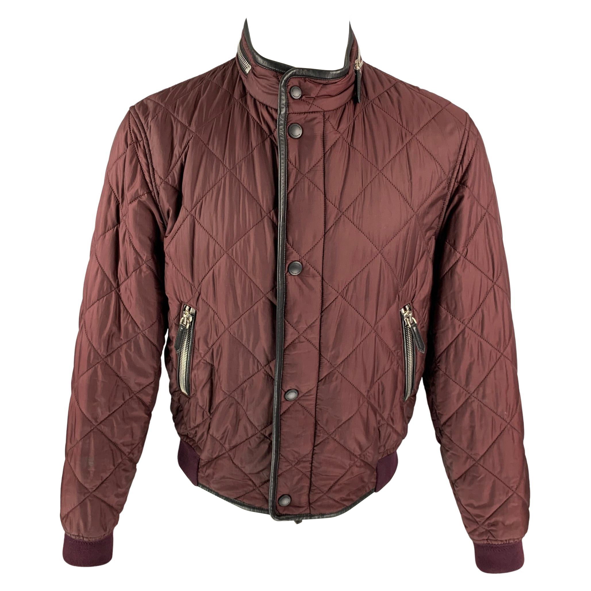 BURBERRY PRORSUM Spring 2016 Size 42 Burgundy Quilted Polyamide Bomber Jacket