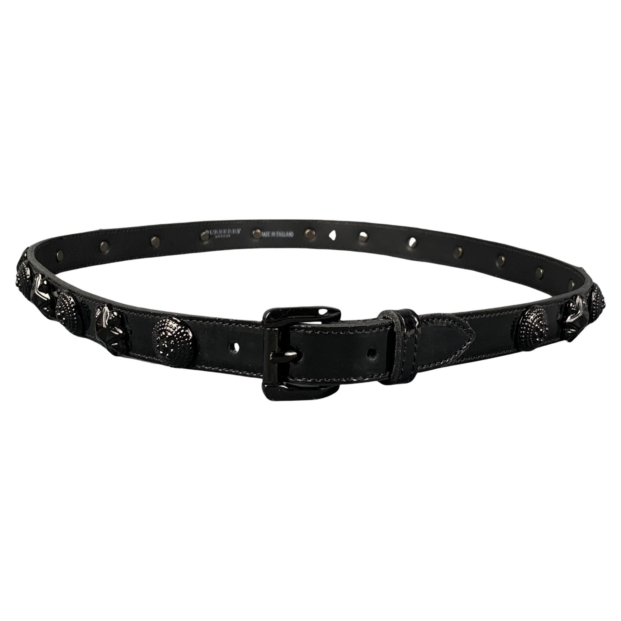 BURBERRY PRORSUM SS 08 Warrior Collection Size 4 Black Embellished Leather Belt