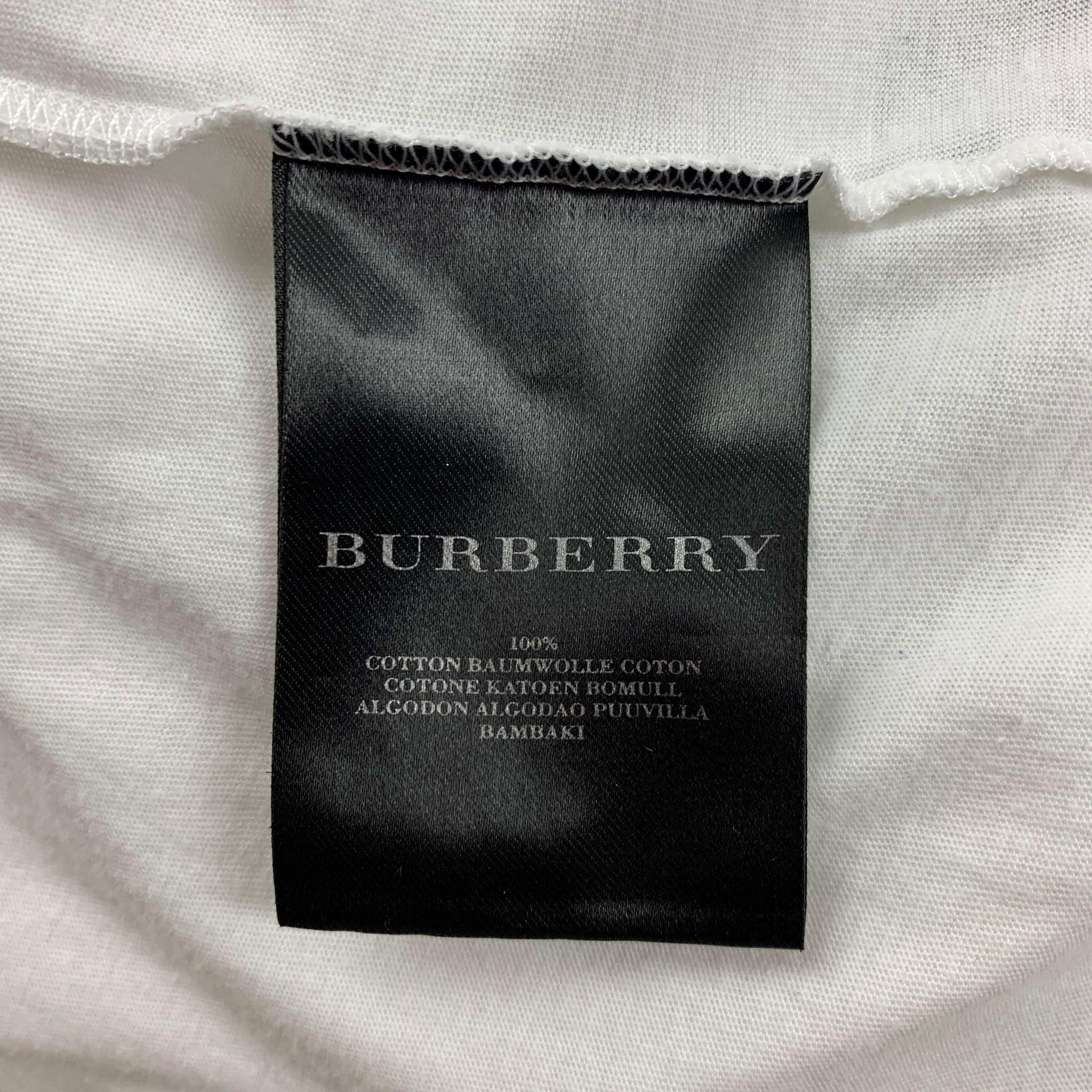 BURBERRY PRORSUM SS 11 Size M White Graphic Cotton Crew-Neck T-shirt In Good Condition In San Francisco, CA