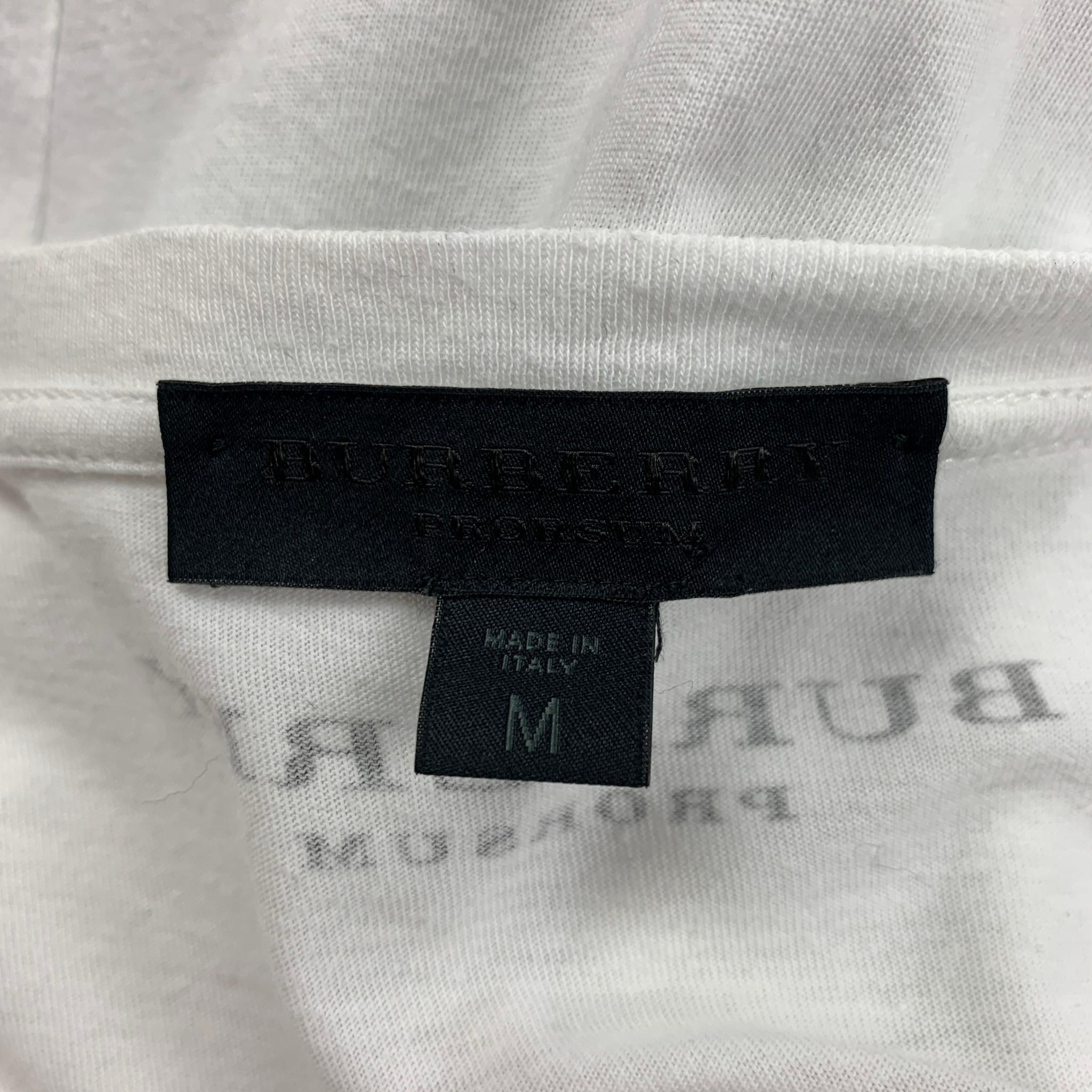 Men's BURBERRY PRORSUM SS 11 Size M White Graphic Cotton Crew-Neck T-shirt