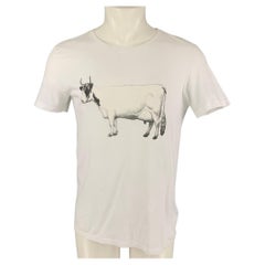 BURBERRY PRORSUM SS 11 Size M White Graphic Cotton Crew-Neck T-shirt