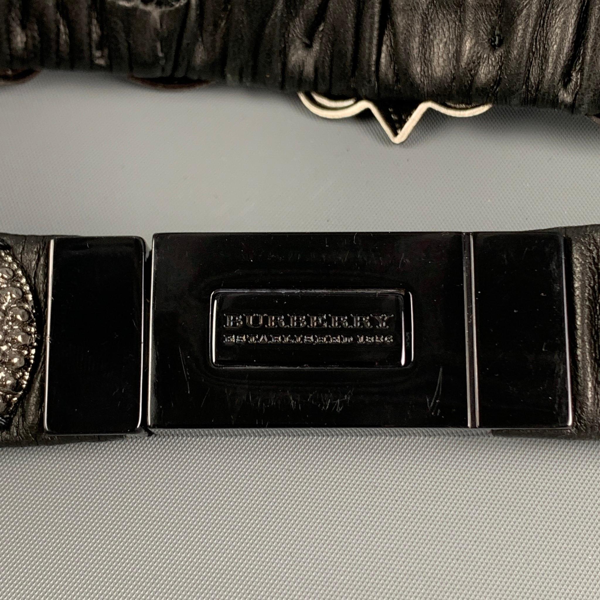 Men's BURBERRY PRORSUM SS 2008 Size 32 Black Silver Medallion Leather Warrior Belt