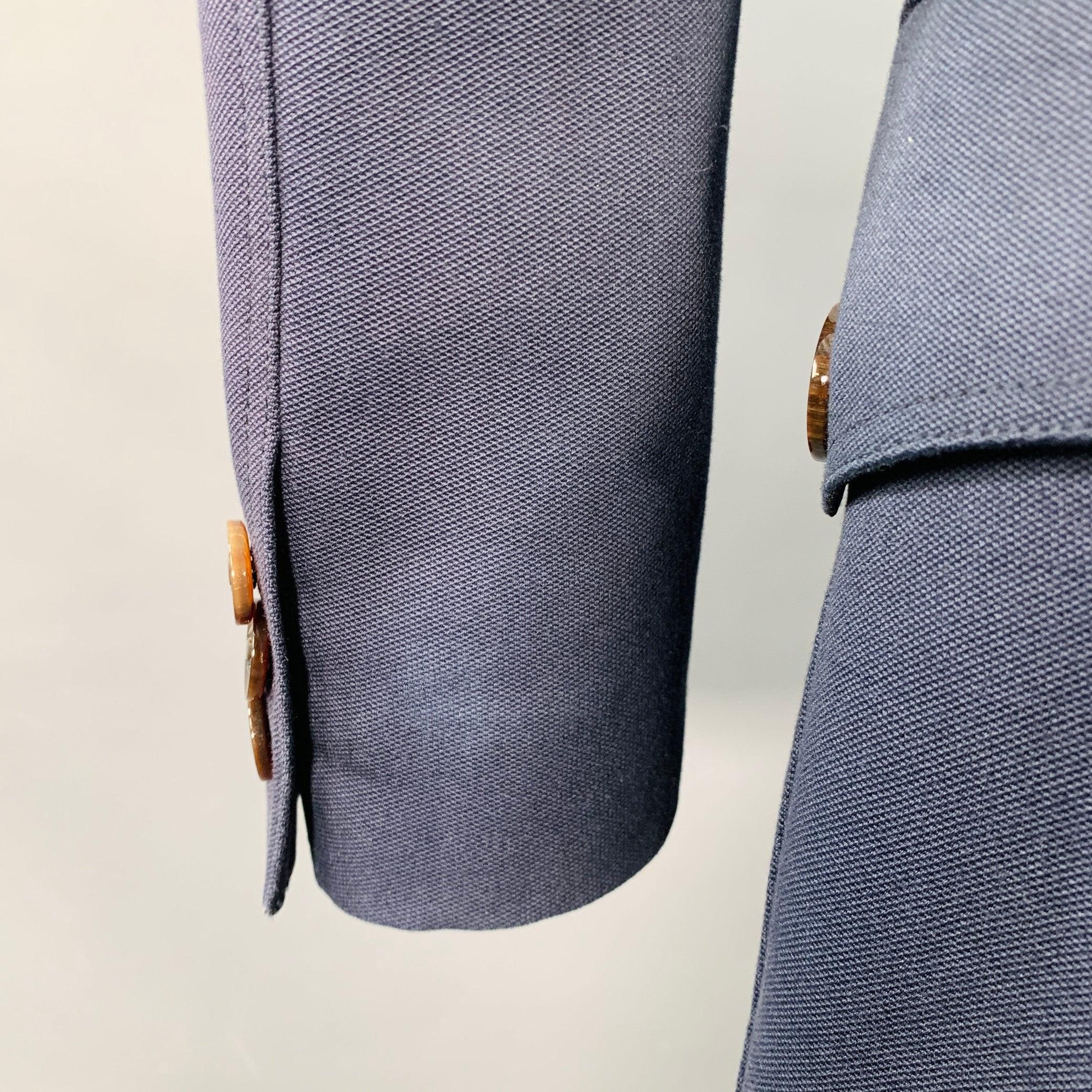 BURBERRY PRORSUM SS07 Size 38 Navy Rhinestone Cotton Wool Military Style Peacoat For Sale 7