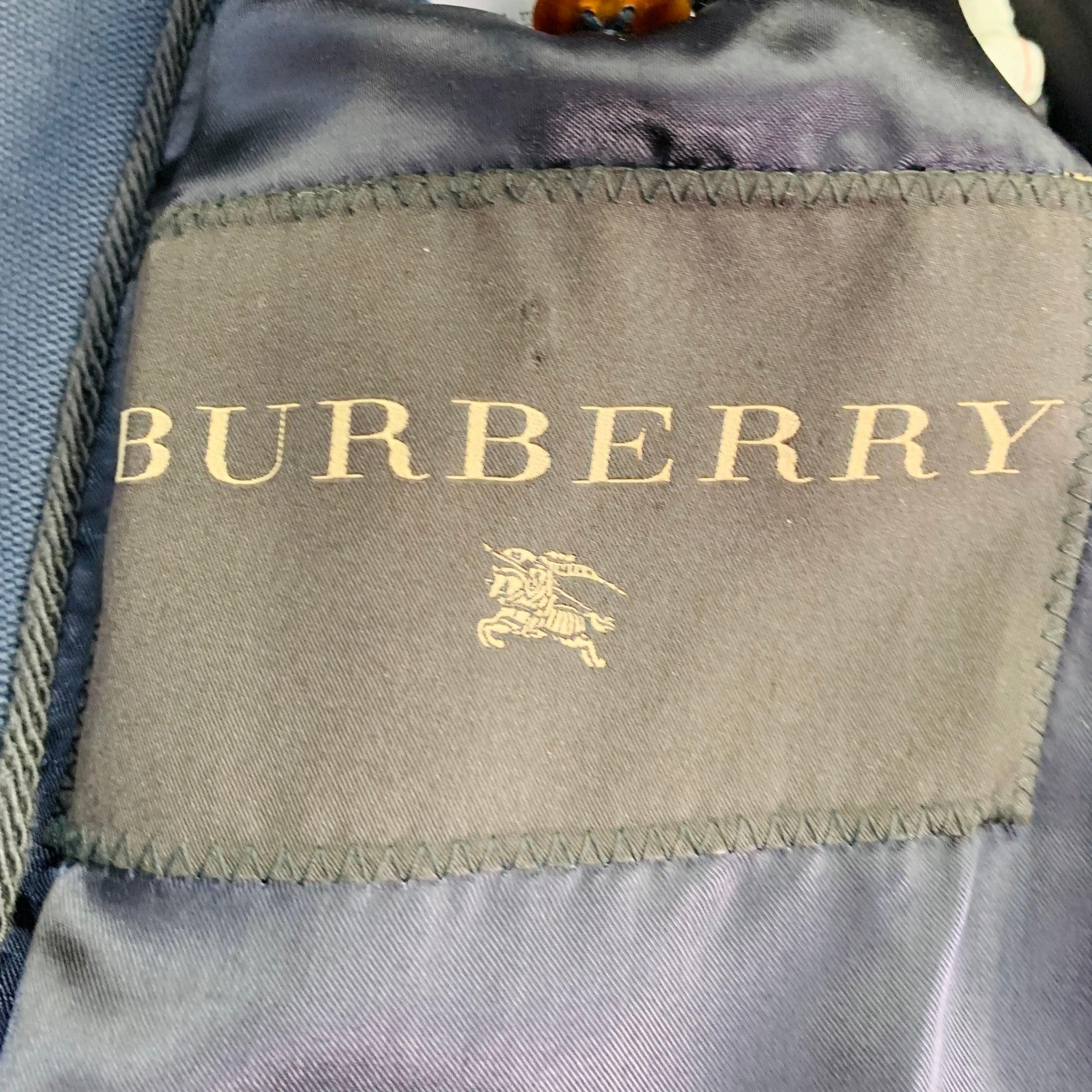 BURBERRY PRORSUM SS07 Size 38 Navy Rhinestone Cotton Wool Military Style Peacoat For Sale 4