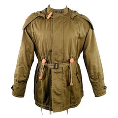 BURBERRY PRORSUM SS12 Size 36 Green Olive Twill Cotton Hooded Coat