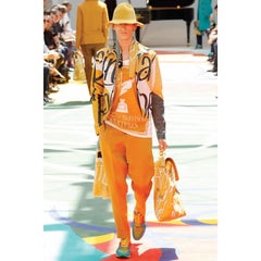 BURBERRY PRORSUM SS15 Size 42 Yellow Black Book Cover Print Leather Jacket