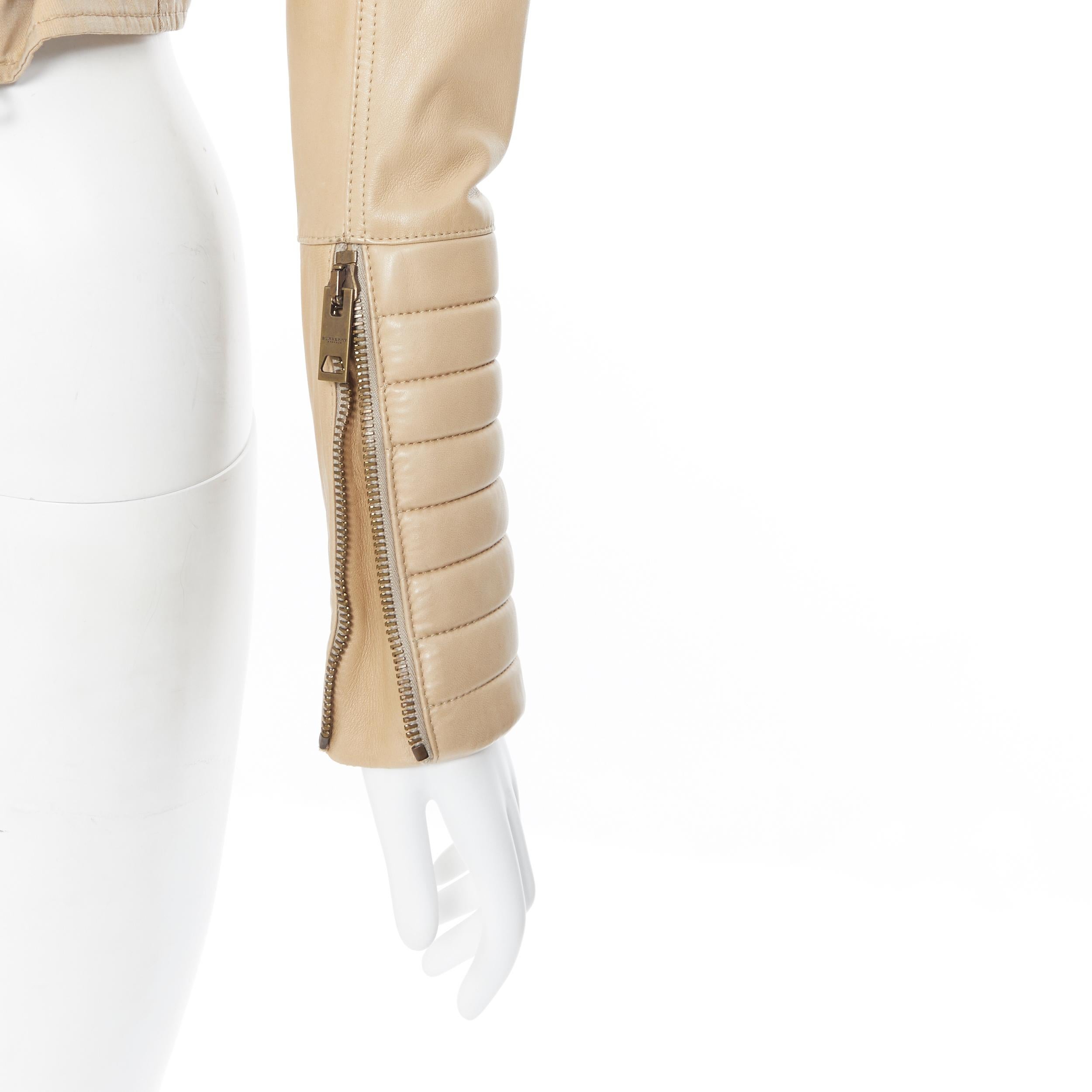 BURBERRY PRORSUM gabardina acolchada de piel acanalada con mangas de cuero IT40 5