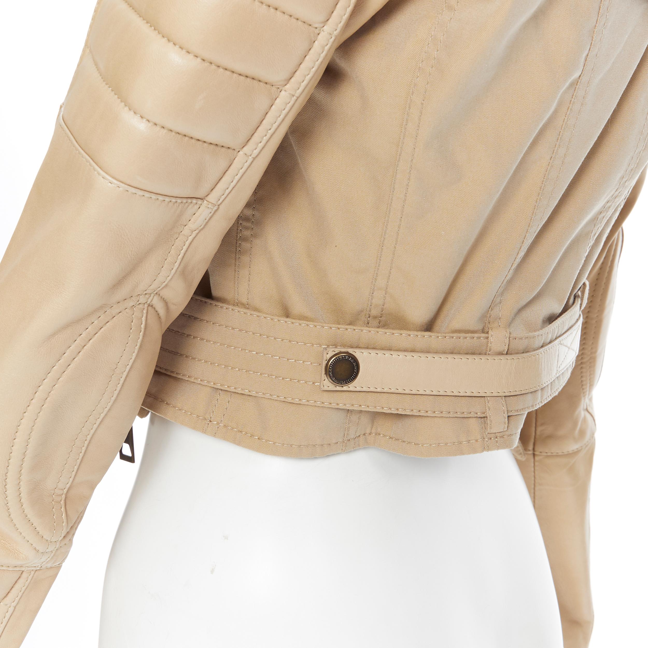 BURBERRY PRORSUM gabardina acolchada de piel acanalada con mangas de cuero IT40 6