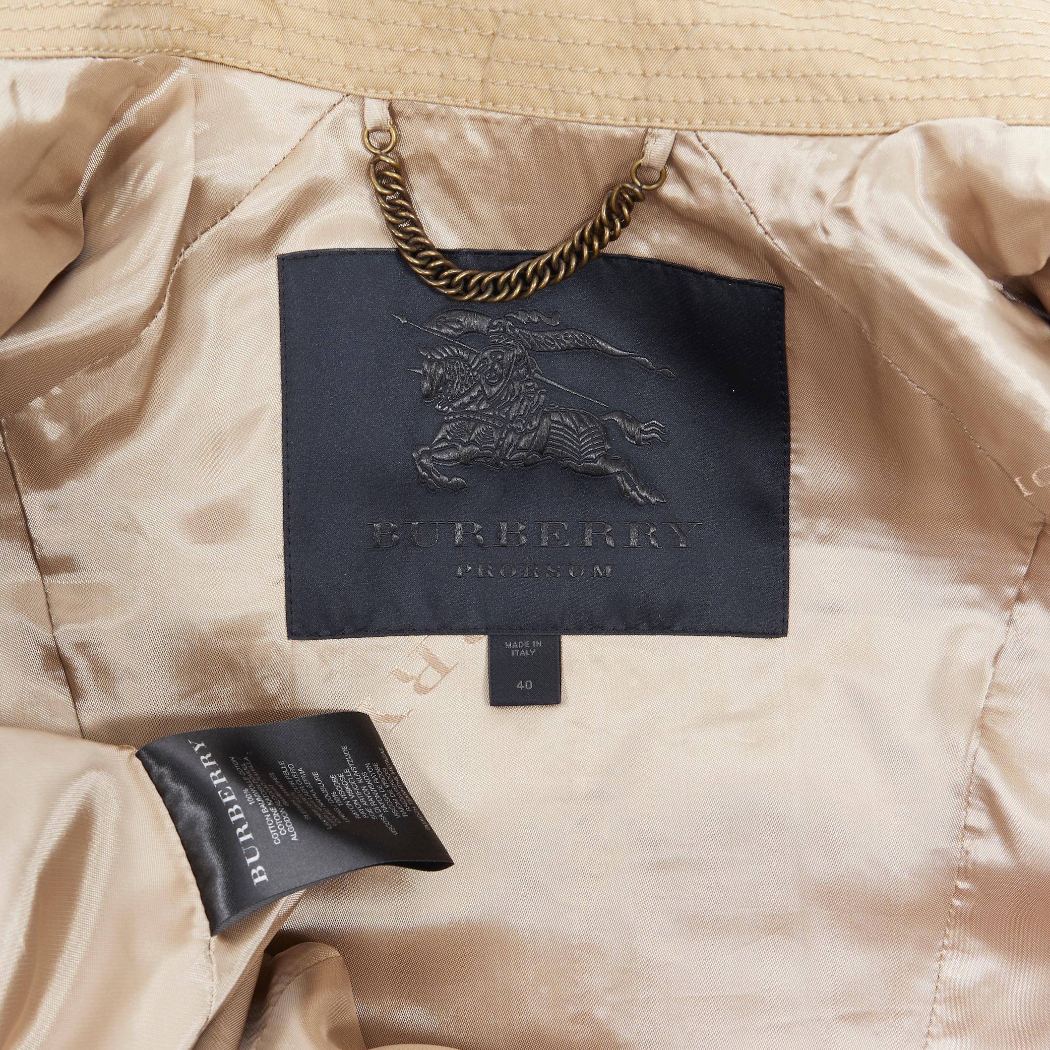 BURBERRY PRORSUM gabardina acolchada de piel acanalada con mangas de cuero IT40 7