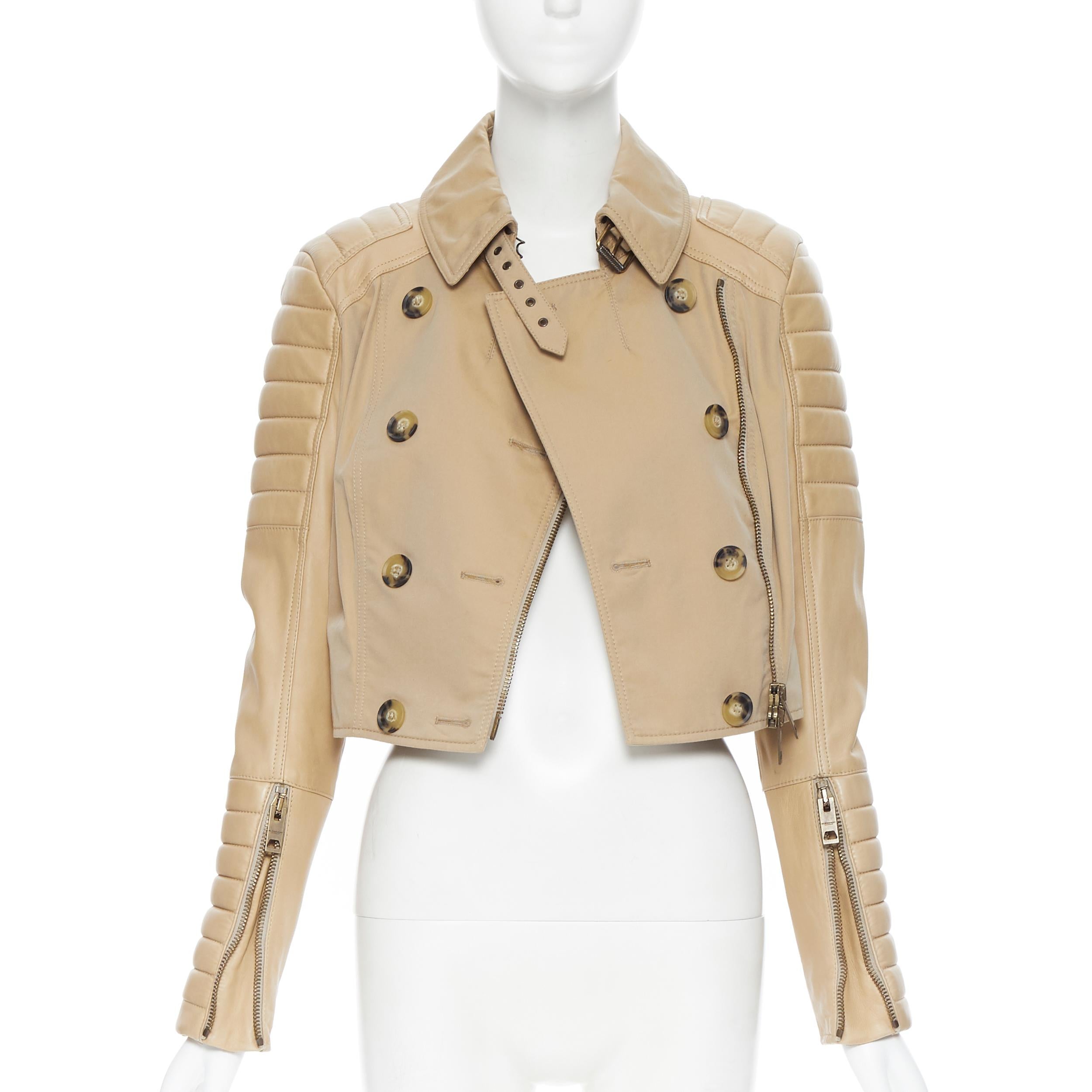 BURBERRY PRORSUM gabardina acolchada de piel acanalada con mangas de cuero IT40 en Excelente Estado en Hong Kong, NT