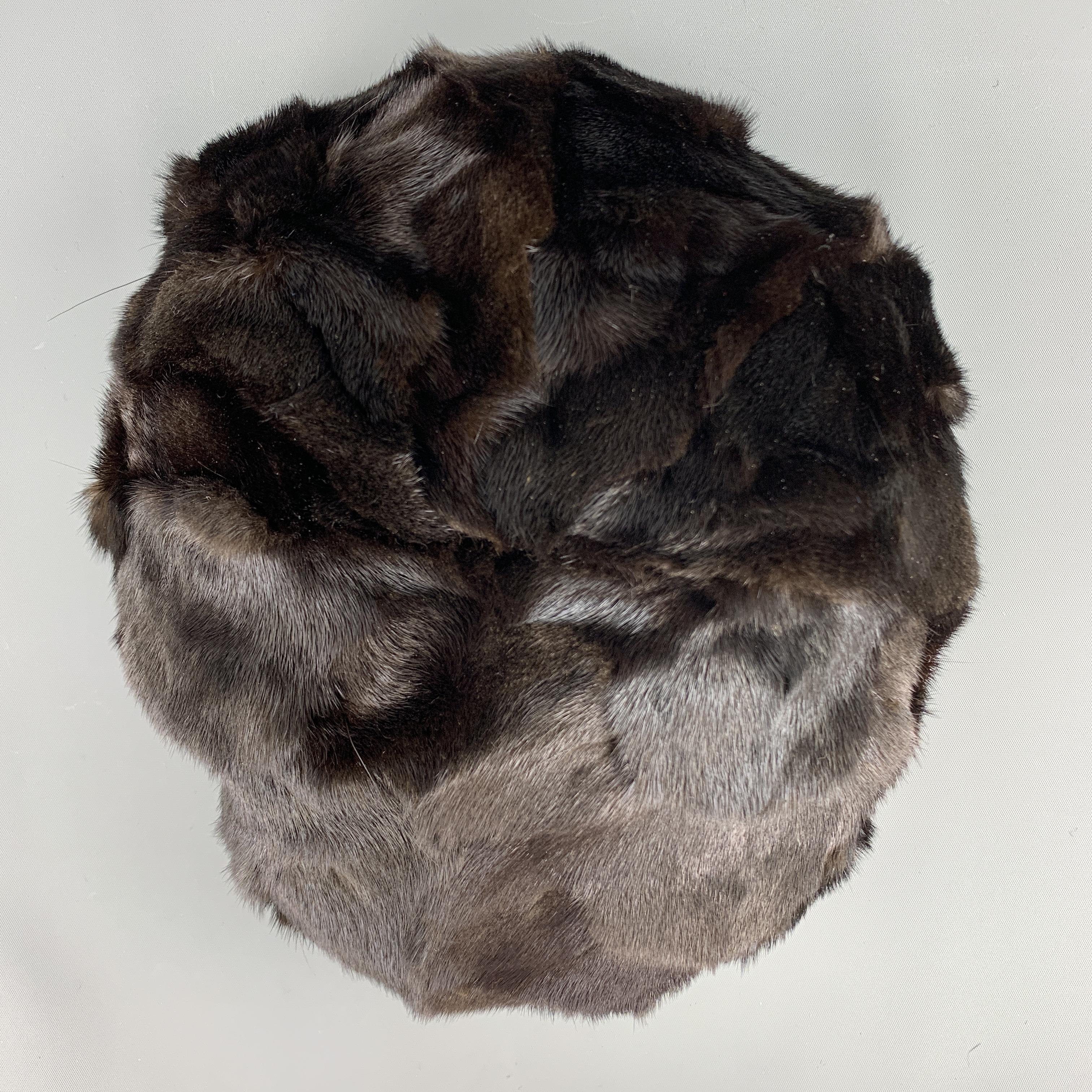 Gray BURBERRY PRORSUM Textured Brown Mink Hat
