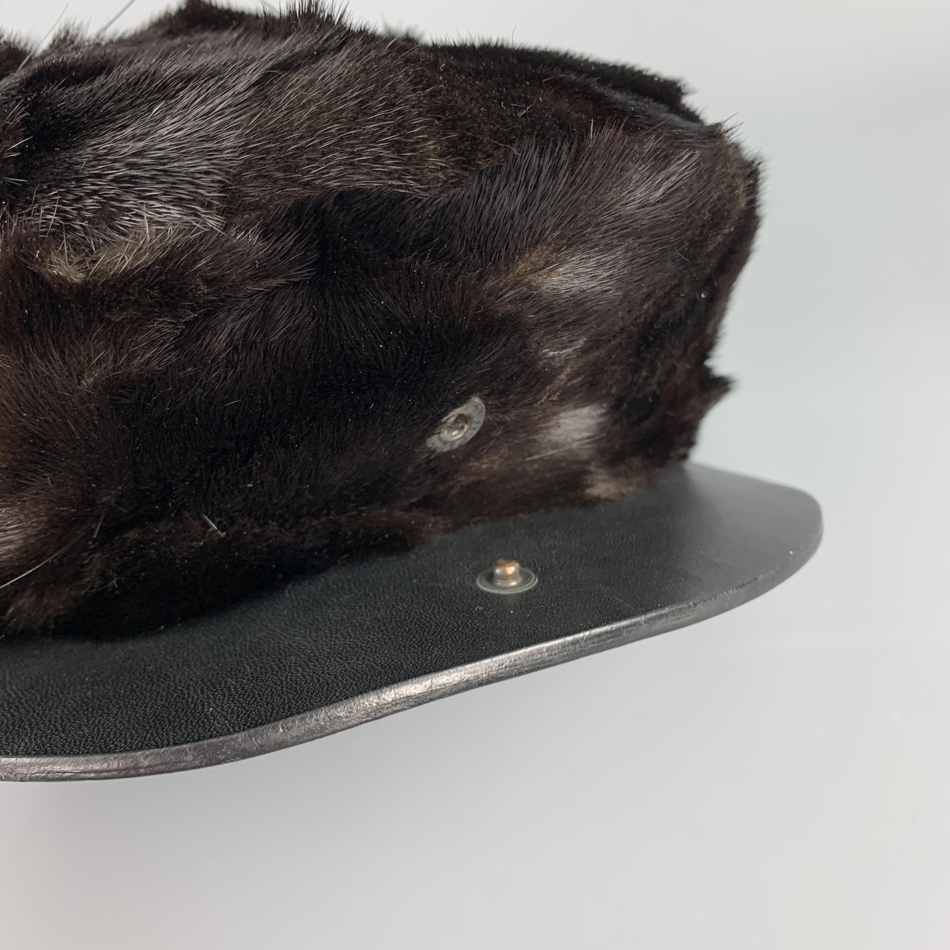 BURBERRY PRORSUM Textured Brown Mink Hat In Good Condition In San Francisco, CA